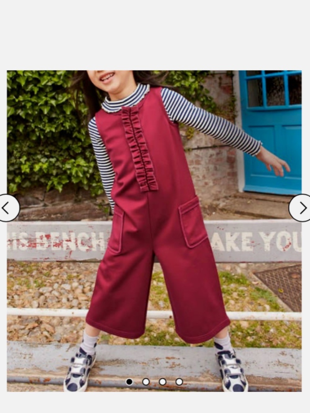 Mini Boden Burgundy Ruffle-Front Girls' Jumpsuit